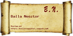 Balla Nesztor névjegykártya